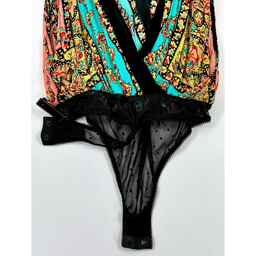 Intimately Free People Boarder Babe Paisley Mesh Bodysuit Sz S Festival Lingerie - Picture 5 of 10